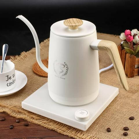 Barista Space 1 L Smart Temperature Controlled Electric Coffee Kettle - BeanBurds Saraya Coffee White Smart Electric Kettle