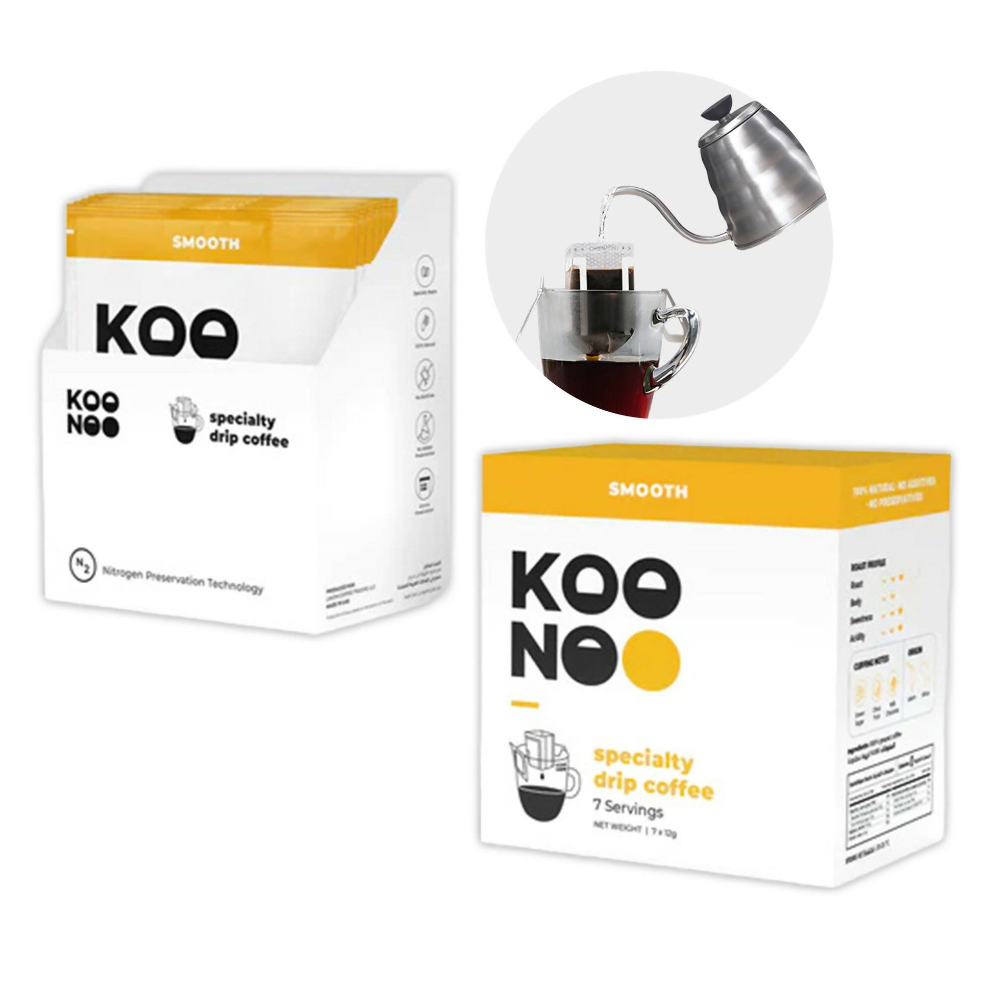 KOONOO Smooth | Medium Roast | 7 x 12g Sachets | Specialty Drip Coffee | Made in UAE - BeanBurds Koonoo Default Title Specialty Coffee Drip Bags