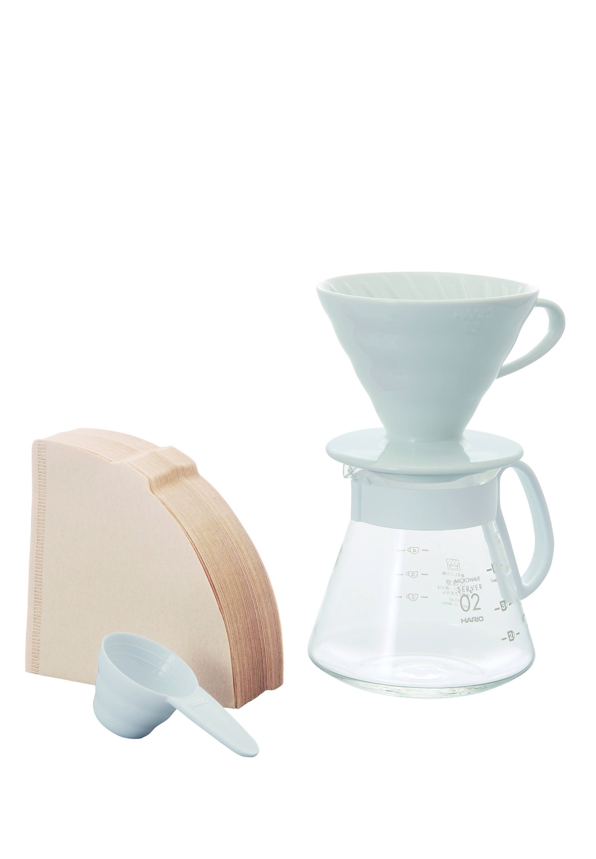 Hario V60 - 02 Ceramic Pot Set - White - BeanBurds CoffeeDesk