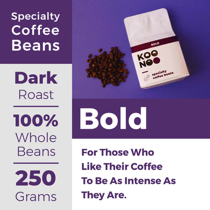 KOONOO Bold | Dark Roast | 250G | Specialty Coffee Beans | Made in UAE - BeanBurds Koonoo Specialty Coffee Beans