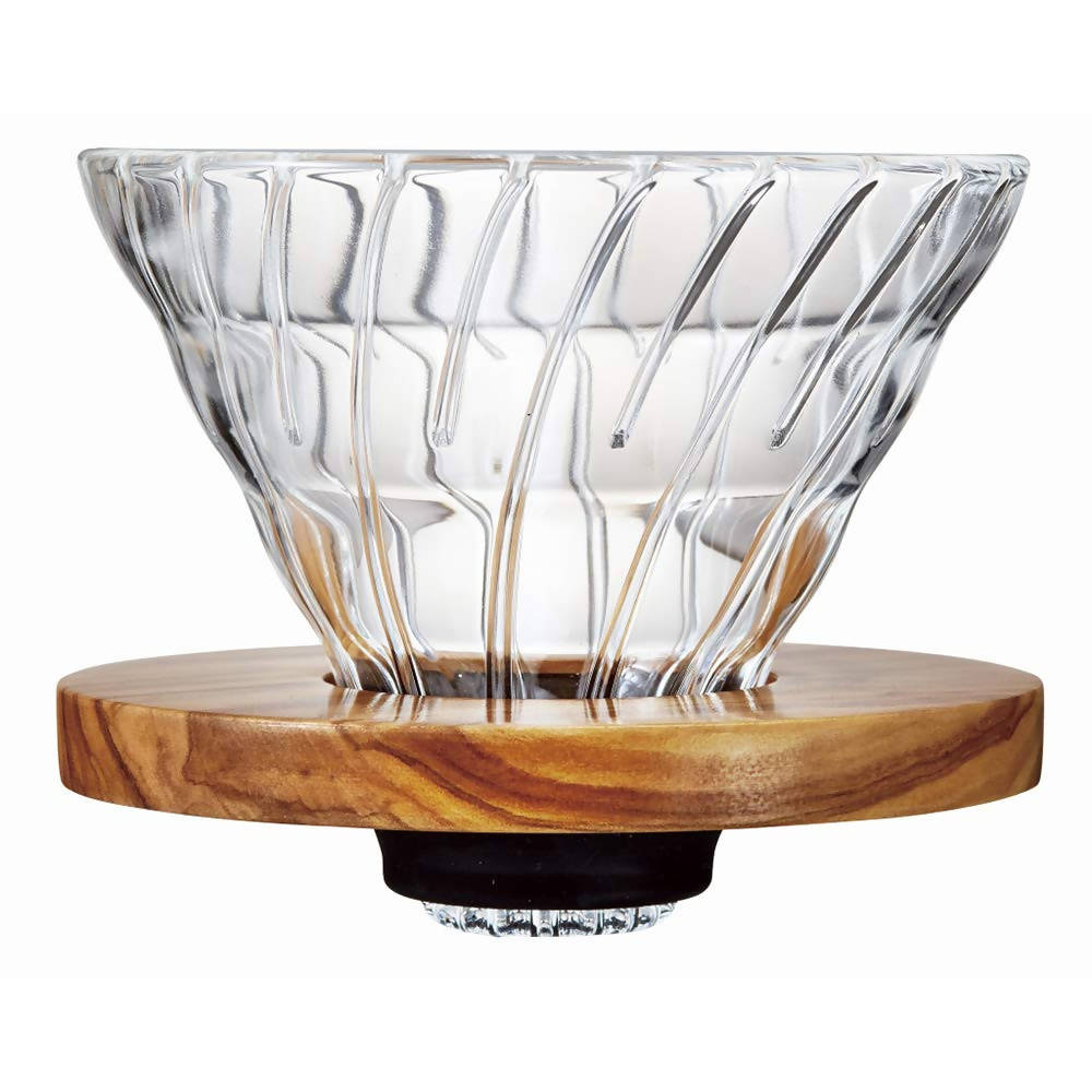 Hario V60 Glass Dripper 02 - Olive Wood - BeanBurds CoffeeDesk